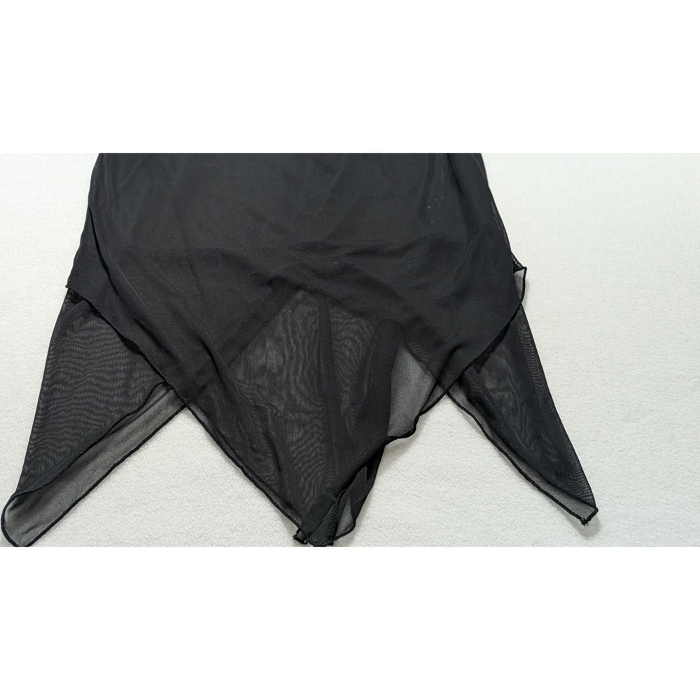 vtg Wet Seal slip dress sparkle black small  asymmetrical‎ hem midi spaghetti - Picture 5 of 13